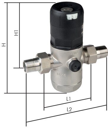 Exemplaire exposé: Réducteur de pression de filtrage pour eau potable et oxygène (1.4408)