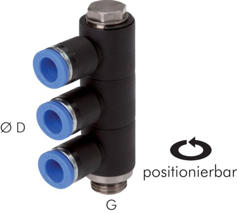 Exemplaire exposé: Distributeur multiple à 3 voies avec filetage cylindrique