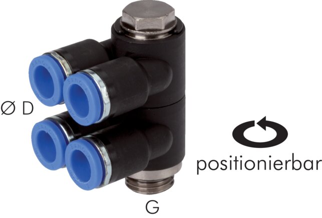 Exemplaire exposé: Distributeur multiple 4 voies avec filetage cylindrique