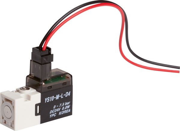 Exemplaire exposé: Électrovanne 3/2 voies avec retour en position initiale à ressort (NC ou NO)