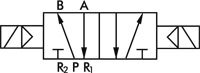 Symbole de commutation: Électrovanne à impulsions 5/2 voies